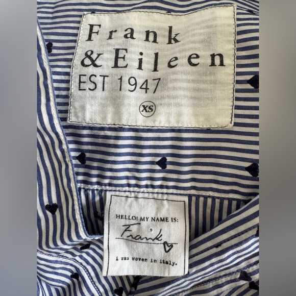 Frank & Eileen Frank Navy Hearts Striped Button Down XS - Picture 8 of 9